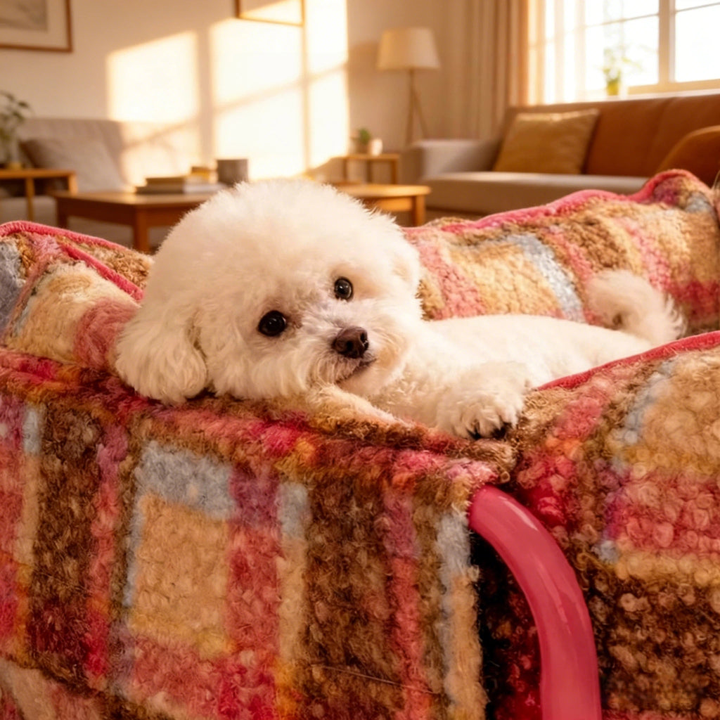 Barkmow Cuccia Sofa per Cani e Gatti Sfoderabile in Tessuto Effetto Lana – Letto per Animali Imbottito e Caldo per l’Inverno, Utilizzabile Tutto l’Anno