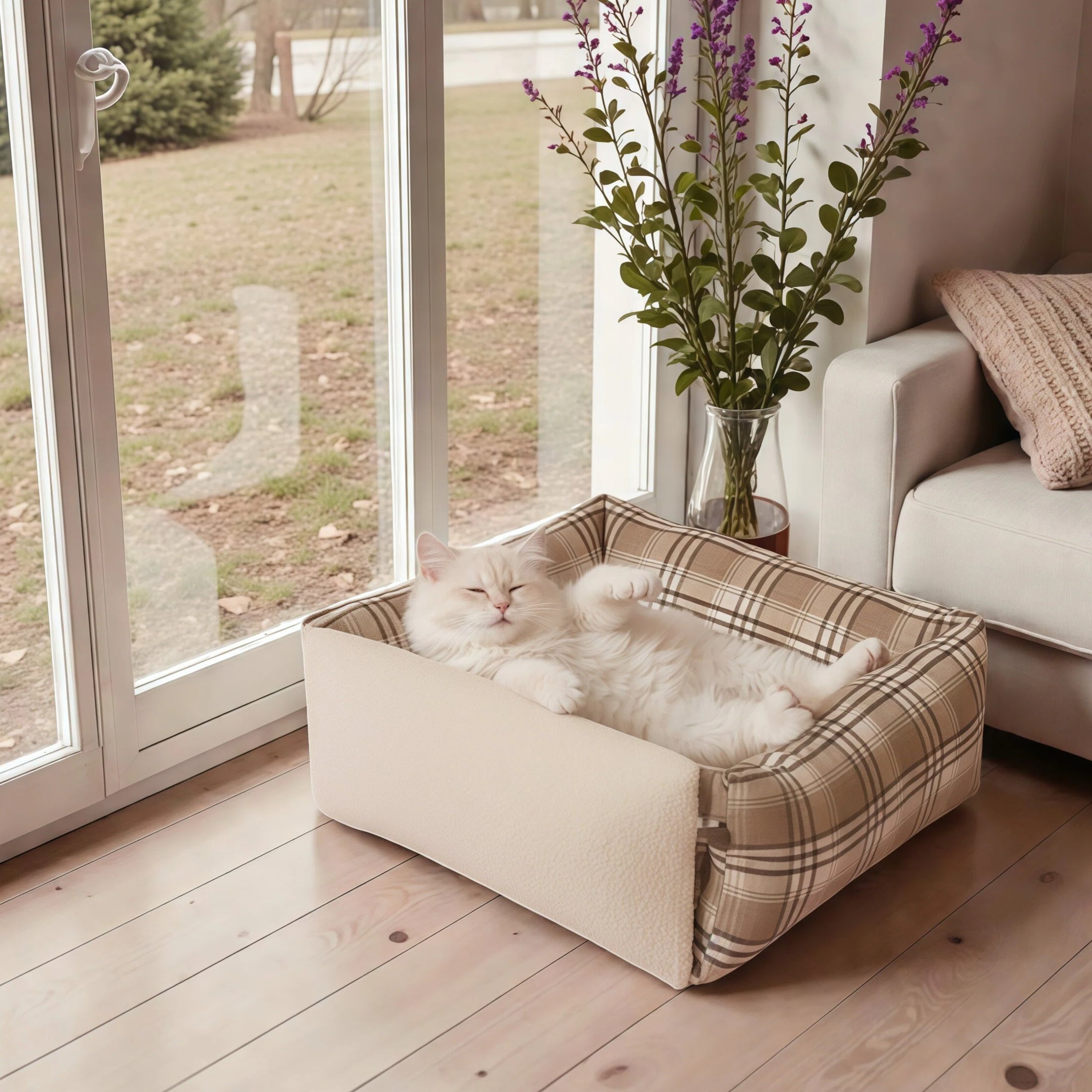 Barkmow Cuccia Sofa per Cani e Gatti con Bordi Alti in Tessuto Morbido – Letto per Animali Sfoderabile e Imbottito, Caldo per l’Inverno e Adatto a Tutte le Stagioni