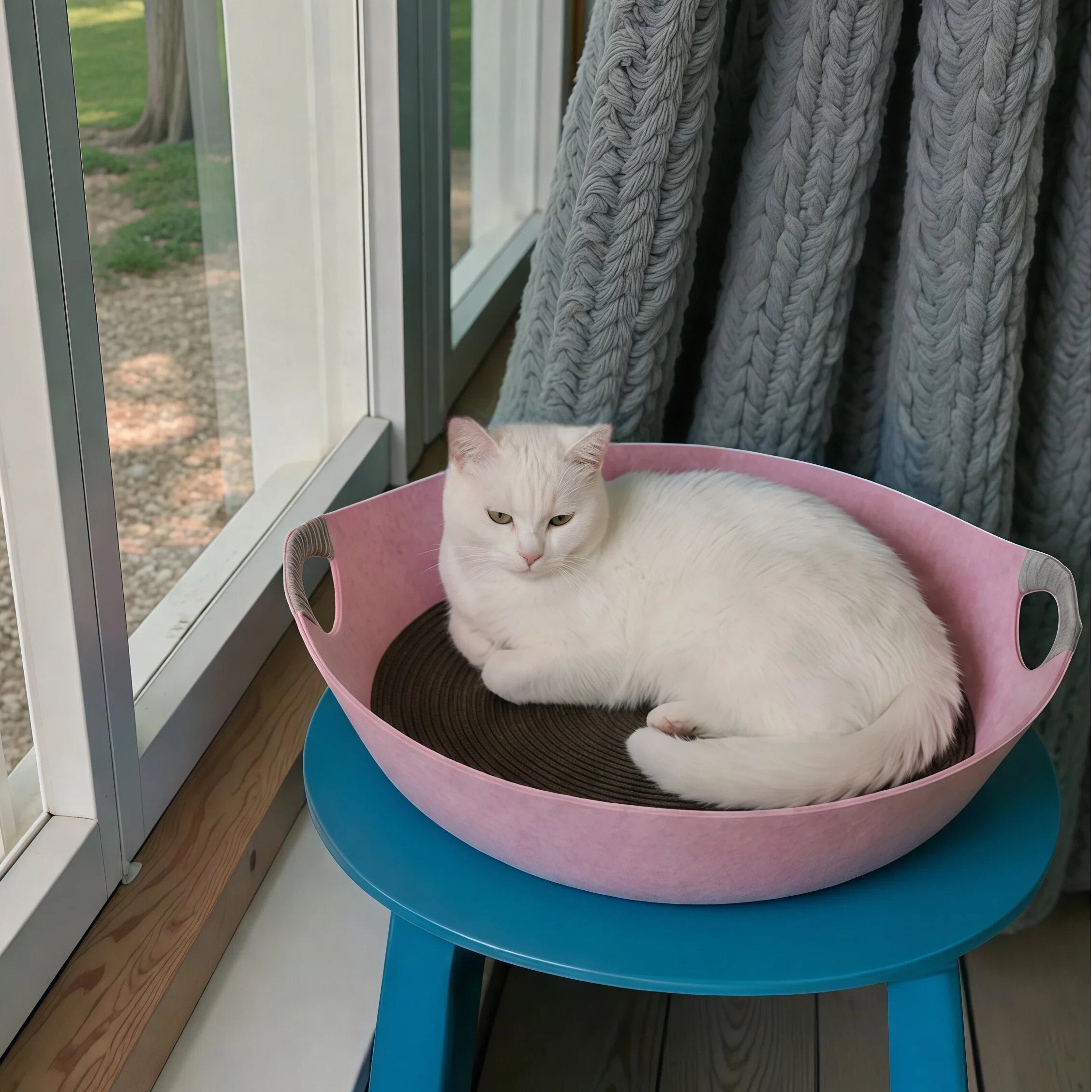 Barkmow Cuccia Gatto in Feltro con Tiragraffi – Letto 2 in 1 Lavabile e Resistente, Design Moderno