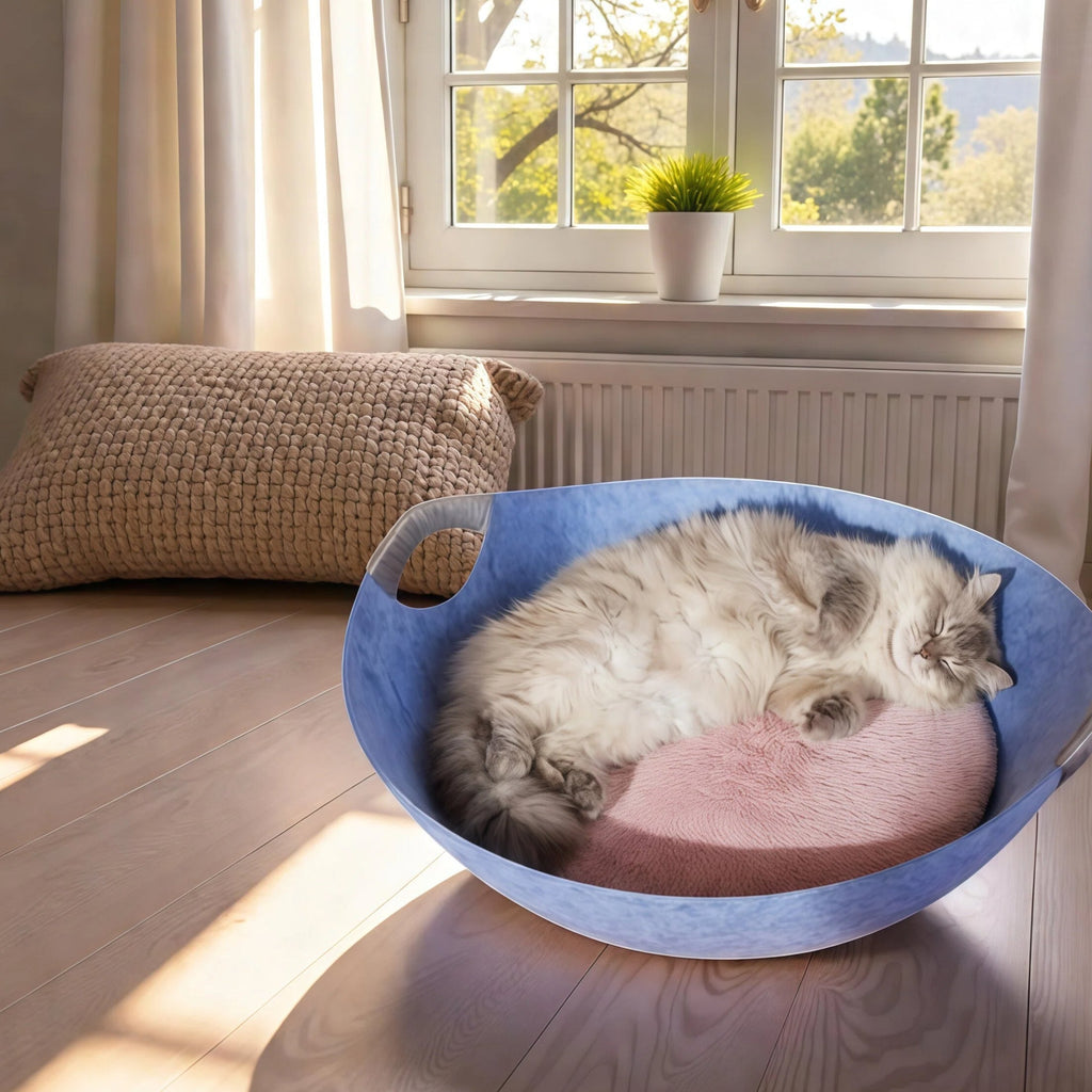 Barkmow Cuccia Gatto in Feltro con Tiragraffi – Letto 2 in 1 Lavabile e Resistente, Design Moderno