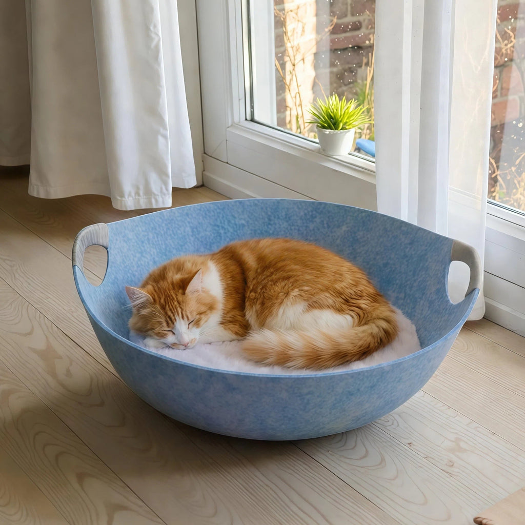 Barkmow Cuccia Gatto in Feltro con Tiragraffi – Letto 2 in 1 Lavabile e Resistente, Design Moderno