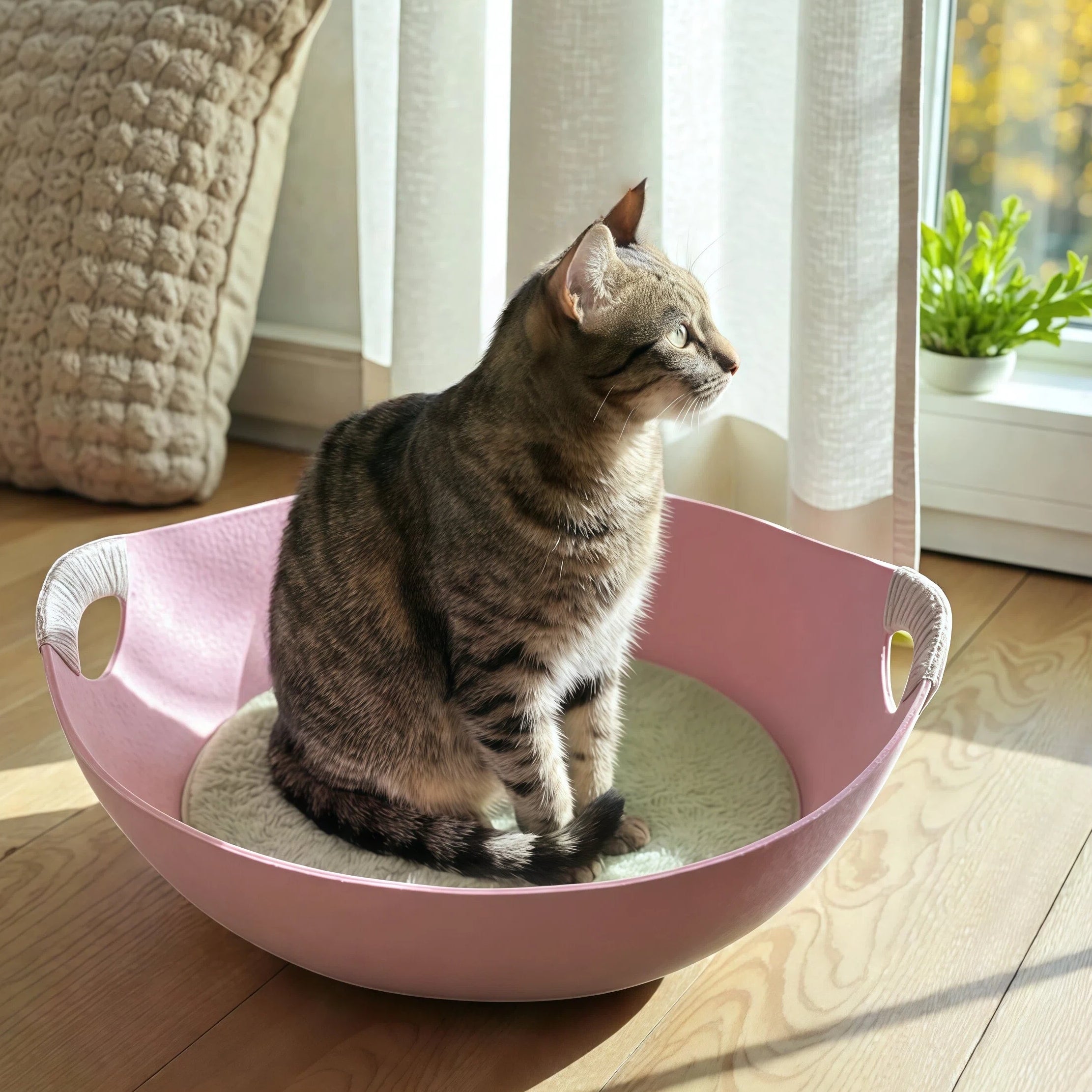 Barkmow Cuccia Gatto in Feltro con Tiragraffi – Letto 2 in 1 Lavabile e Resistente, Design Moderno