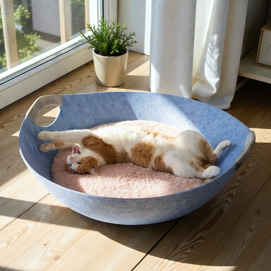 Barkmow Cuccia Gatto in Feltro con Tiragraffi – Letto 2 in 1 Lavabile e Resistente, Design Moderno