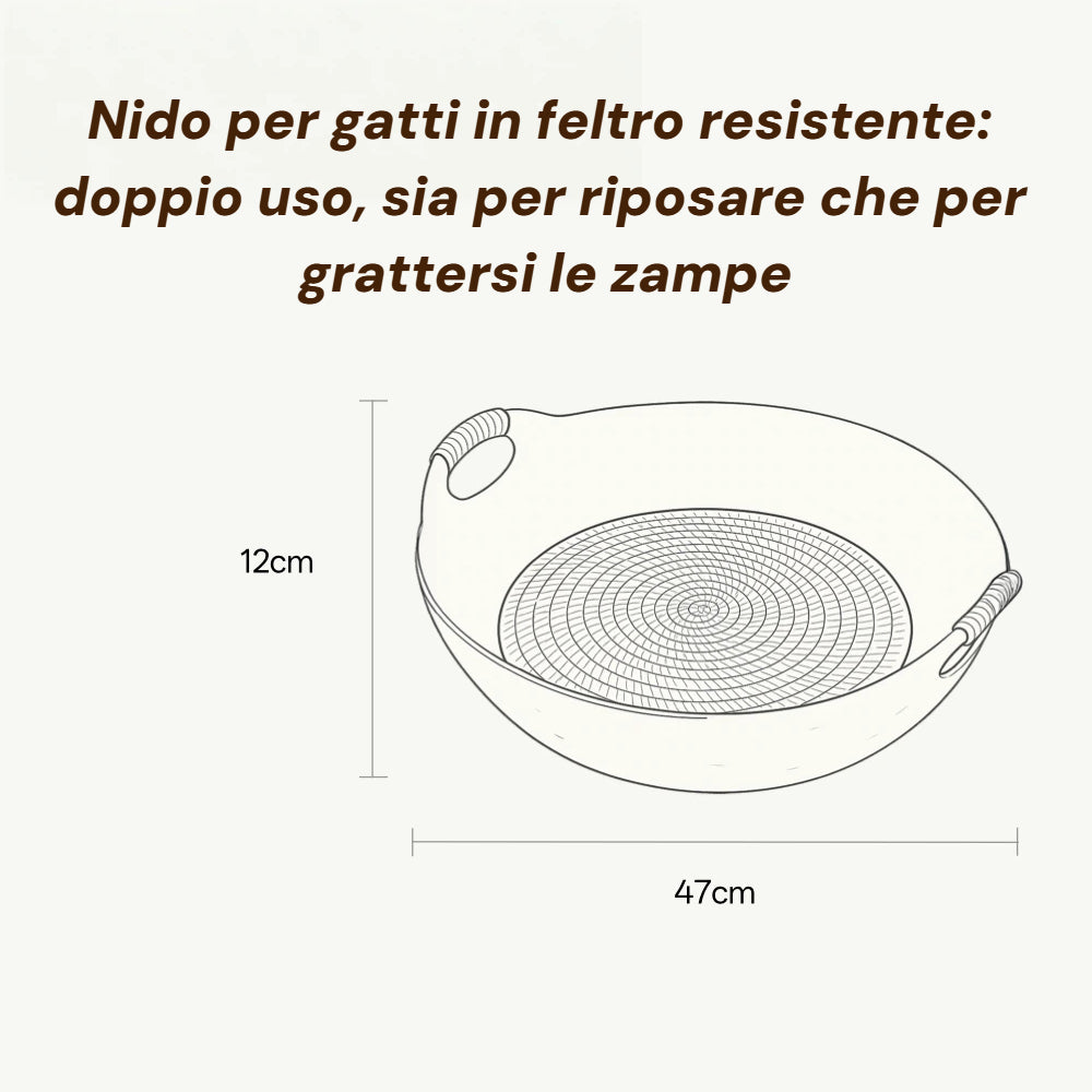 Barkmow Cuccia Gatto in Feltro con Tiragraffi – Letto 2 in 1 Lavabile e Resistente, Design Moderno