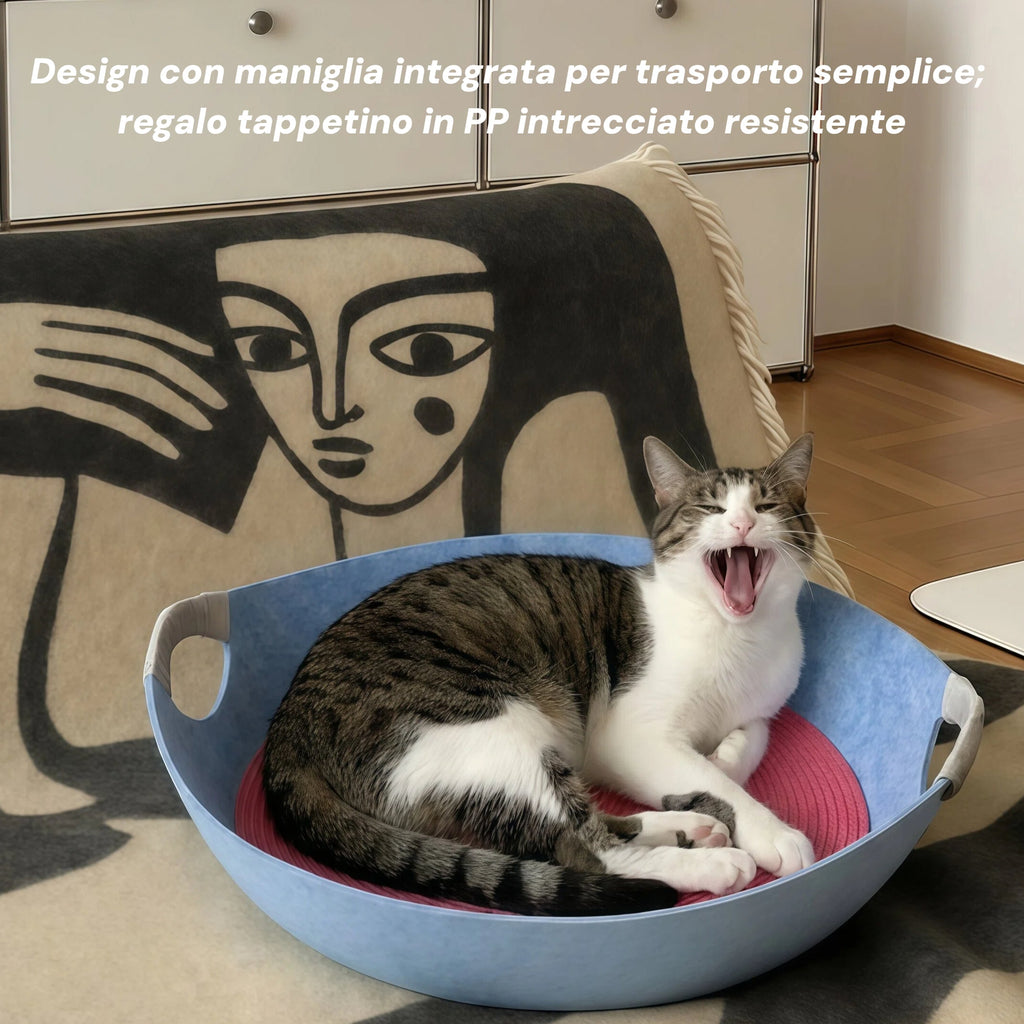 Barkmow Cuccia Gatto in Feltro con Tiragraffi – Letto 2 in 1 Lavabile e Resistente, Design Moderno