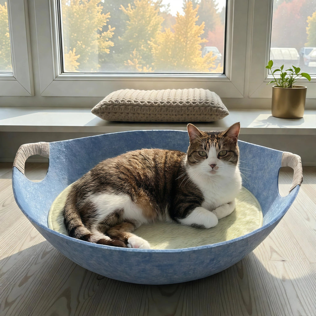 Barkmow Cuccia Gatto in Feltro con Tiragraffi – Letto 2 in 1 Lavabile e Resistente, Design Moderno