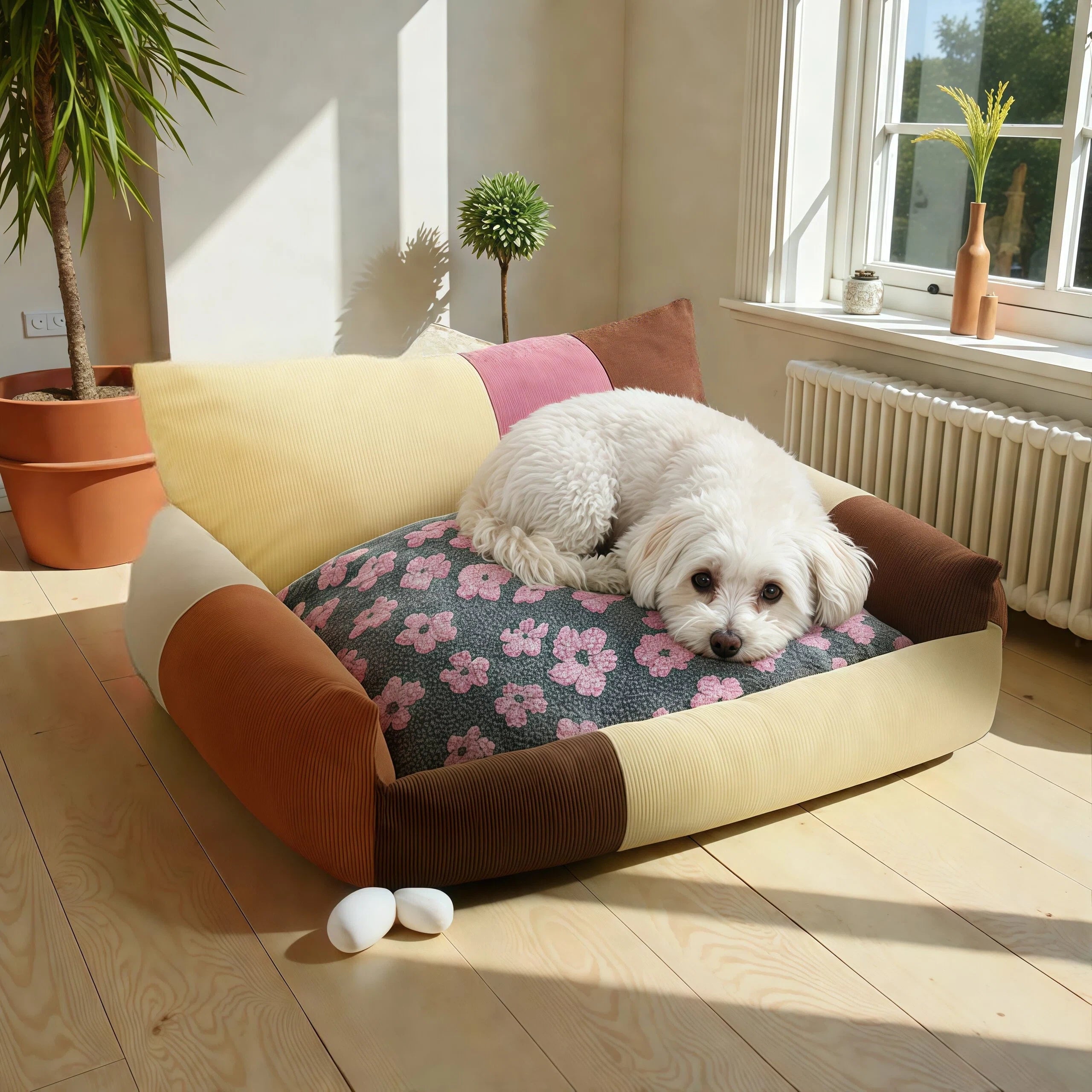 Barkmow Letto Sofa per Cani e Gatti con Rivestimento Sfoderabile – Cuccia Imbottita e Calda per l’Inverno, Utilizzabile Tutto l’Anno, Design Berry Party