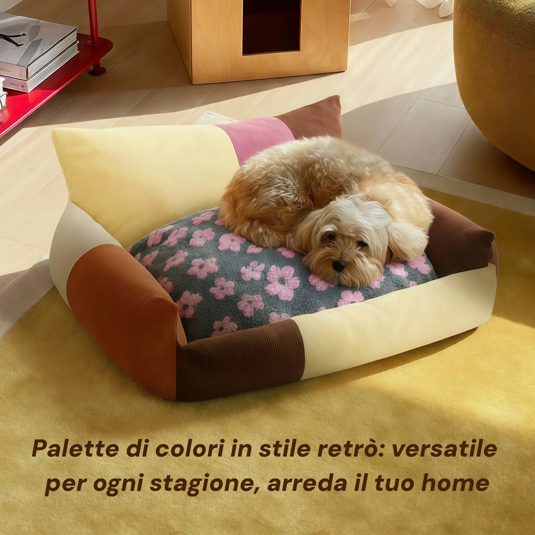 Barkmow Letto Sofa per Cani e Gatti con Rivestimento Sfoderabile – Cuccia Imbottita e Calda per l’Inverno, Utilizzabile Tutto l’Anno, Design Berry Party