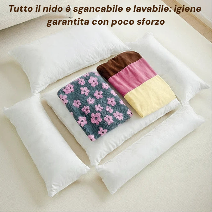 Barkmow Letto Sofa per Cani e Gatti con Rivestimento Sfoderabile – Cuccia Imbottita e Calda per l’Inverno, Utilizzabile Tutto l’Anno, Design Berry Party