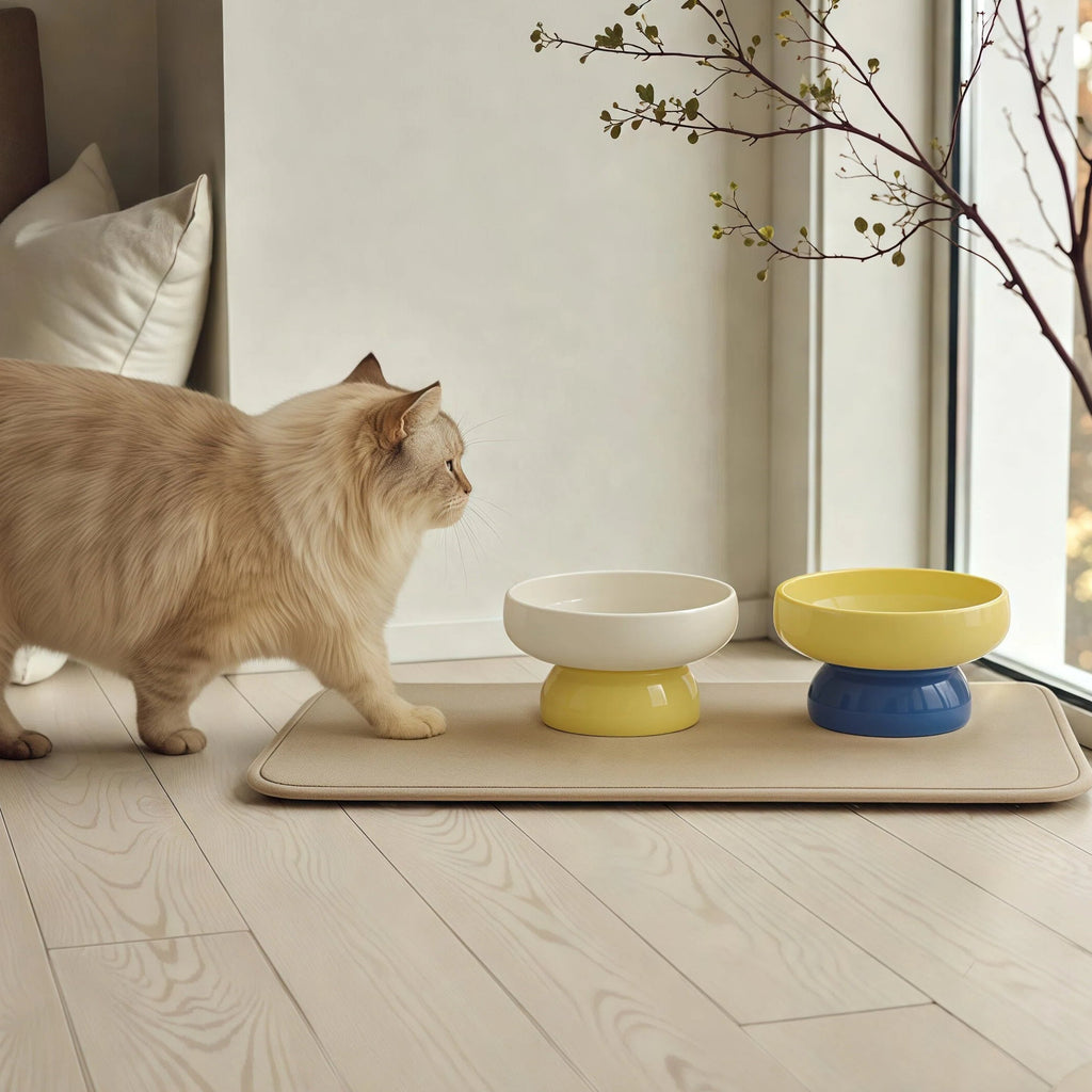 Barkmow Ciotola Rialzata in Ceramica per Cani e Gatti – Porta Cibo e Acqua con Supporto Ergonomico Antiribaltamento, Design Colorato Stile Dopamine