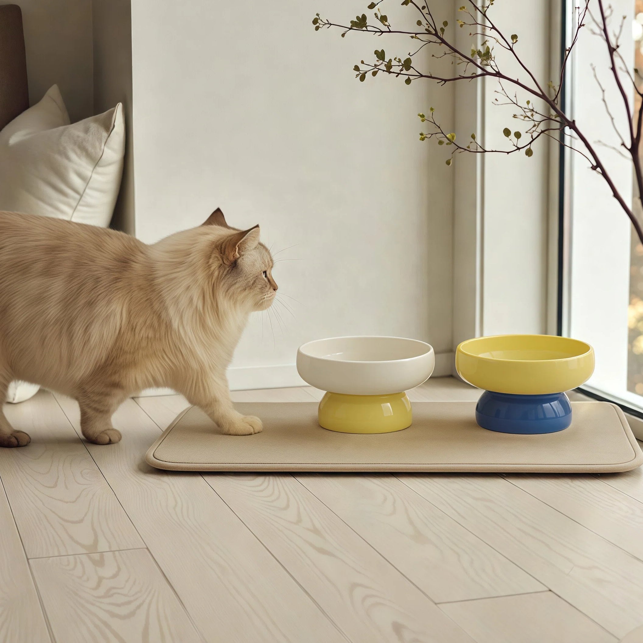 Barkmow Ciotola Rialzata in Ceramica per Cani e Gatti – Porta Cibo e Acqua con Supporto Ergonomico Antiribaltamento, Design Colorato Stile Dopamine