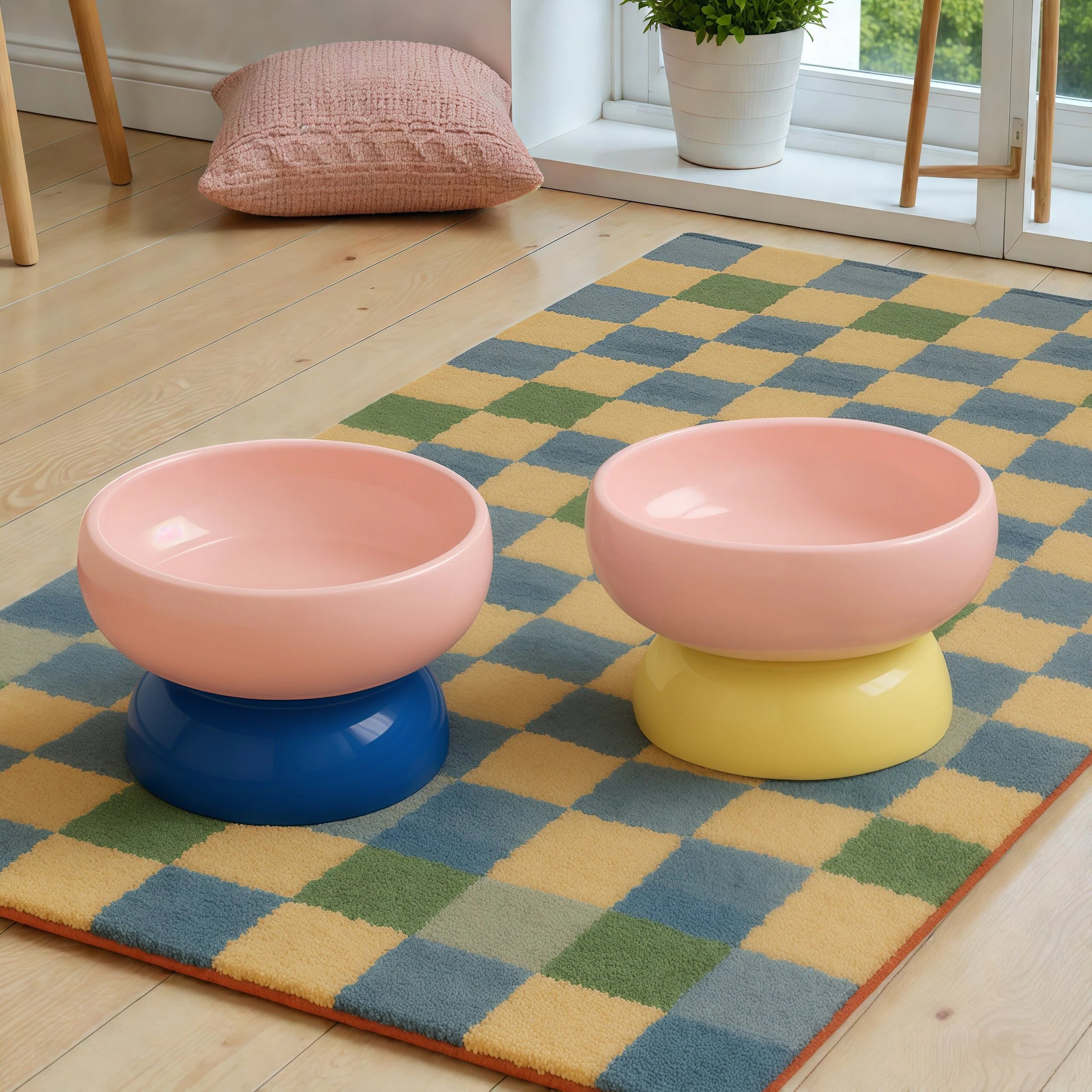 Barkmow Ciotola Rialzata in Ceramica per Cani e Gatti – Porta Cibo e Acqua con Supporto Ergonomico Antiribaltamento, Design Colorato Stile Dopamine
