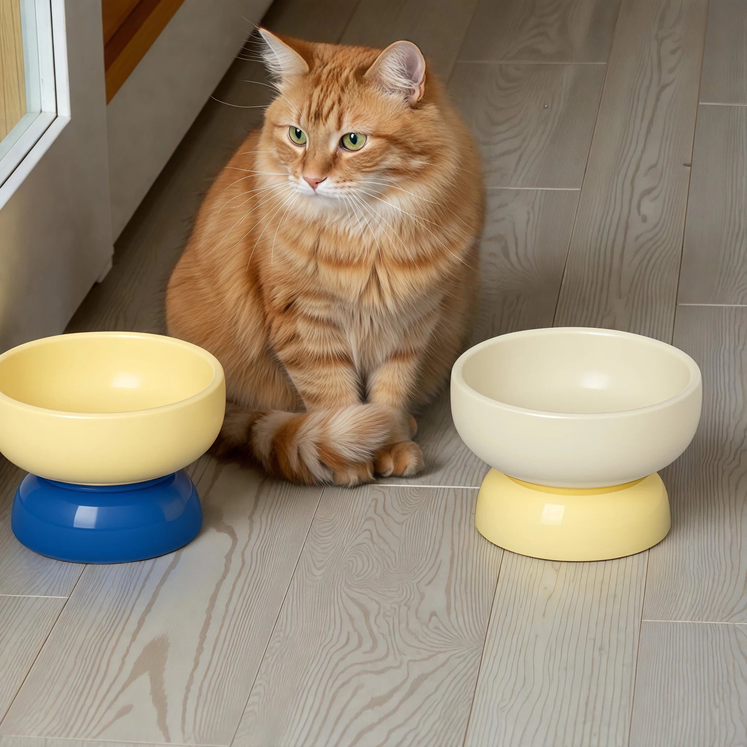 Barkmow Ciotola Rialzata in Ceramica per Cani e Gatti – Porta Cibo e Acqua con Supporto Ergonomico Antiribaltamento, Design Colorato Stile Dopamine