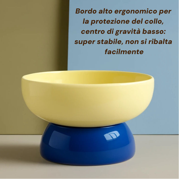 Barkmow Ciotola Rialzata in Ceramica per Cani e Gatti – Porta Cibo e Acqua con Supporto Ergonomico Antiribaltamento, Design Colorato Stile Dopamine