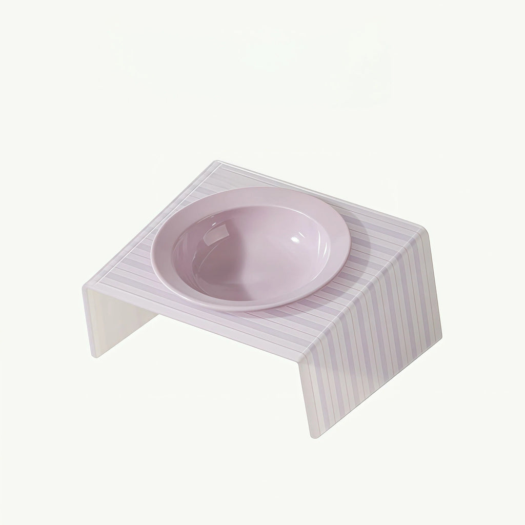 Barkmow Ciotola in Ceramica per Cani e Gatti con Supporto in Acrilico – Design a Disco Rialzato Antiribaltamento, Ideale per Cuccioli e Gatti