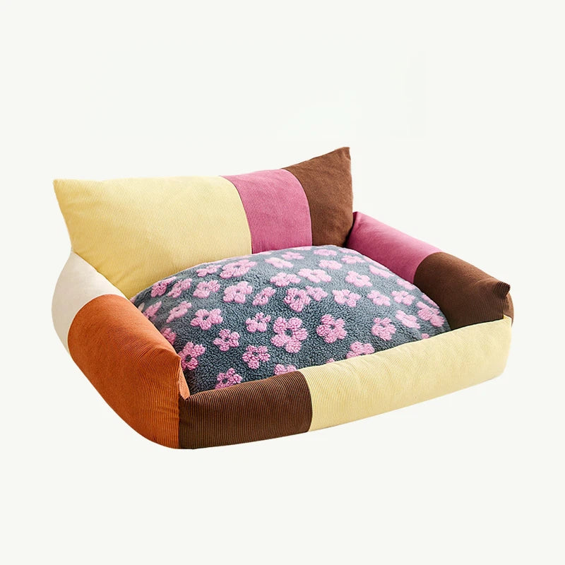 Barkmow Letto Sofa per Cani e Gatti con Rivestimento Sfoderabile – Cuccia Imbottita e Calda per l’Inverno, Utilizzabile Tutto l’Anno, Design Berry Party