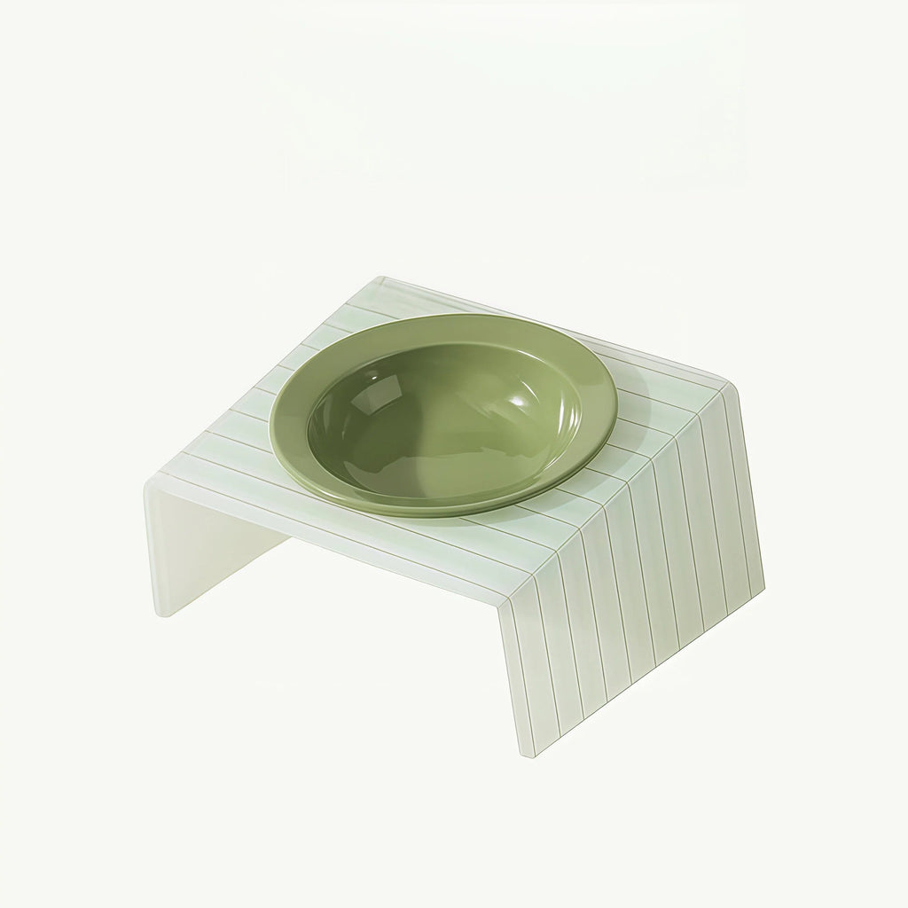 Barkmow Ciotola in Ceramica per Cani e Gatti con Supporto in Acrilico – Design a Disco Rialzato Antiribaltamento, Ideale per Cuccioli e Gatti