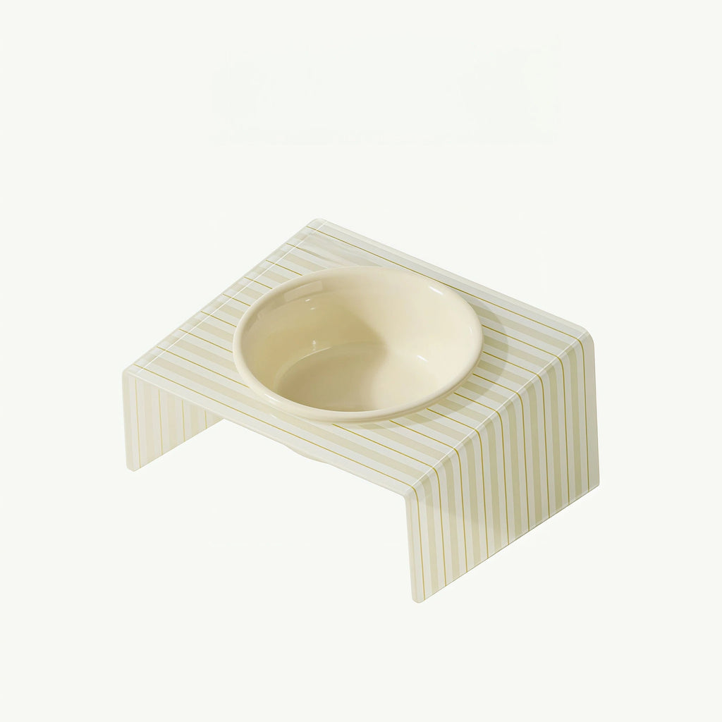 Barkmow Ciotola in Ceramica per Cani e Gatti con Supporto in Acrilico – Design a Disco Rialzato Antiribaltamento, Ideale per Cuccioli e Gatti
